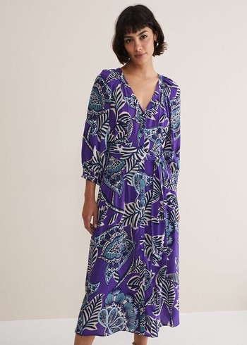 Phase Eight Erin Paisley Dress Purple Canada | VFYQSA-143